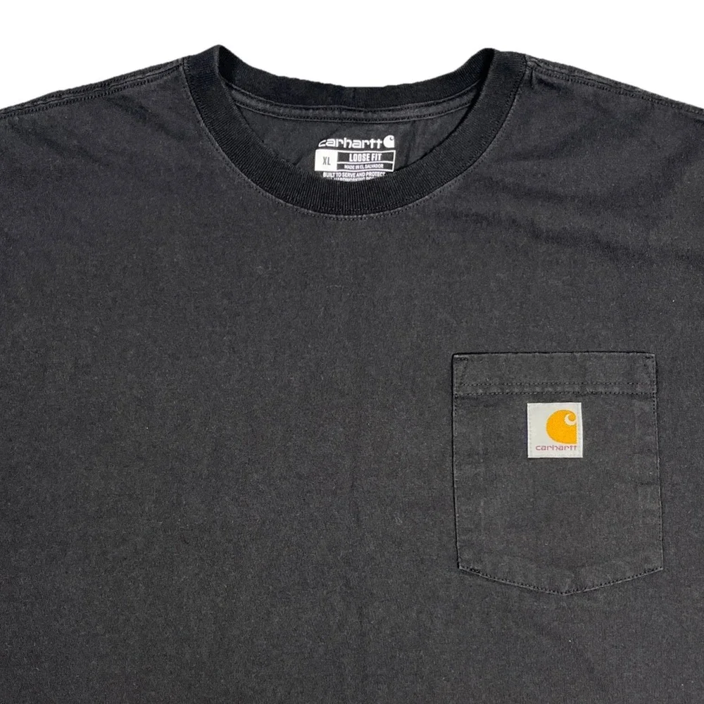 Carhartt K87 Mens T-Shirt XL Loose Fit‎ Pocket Short Sleeve Heather Black